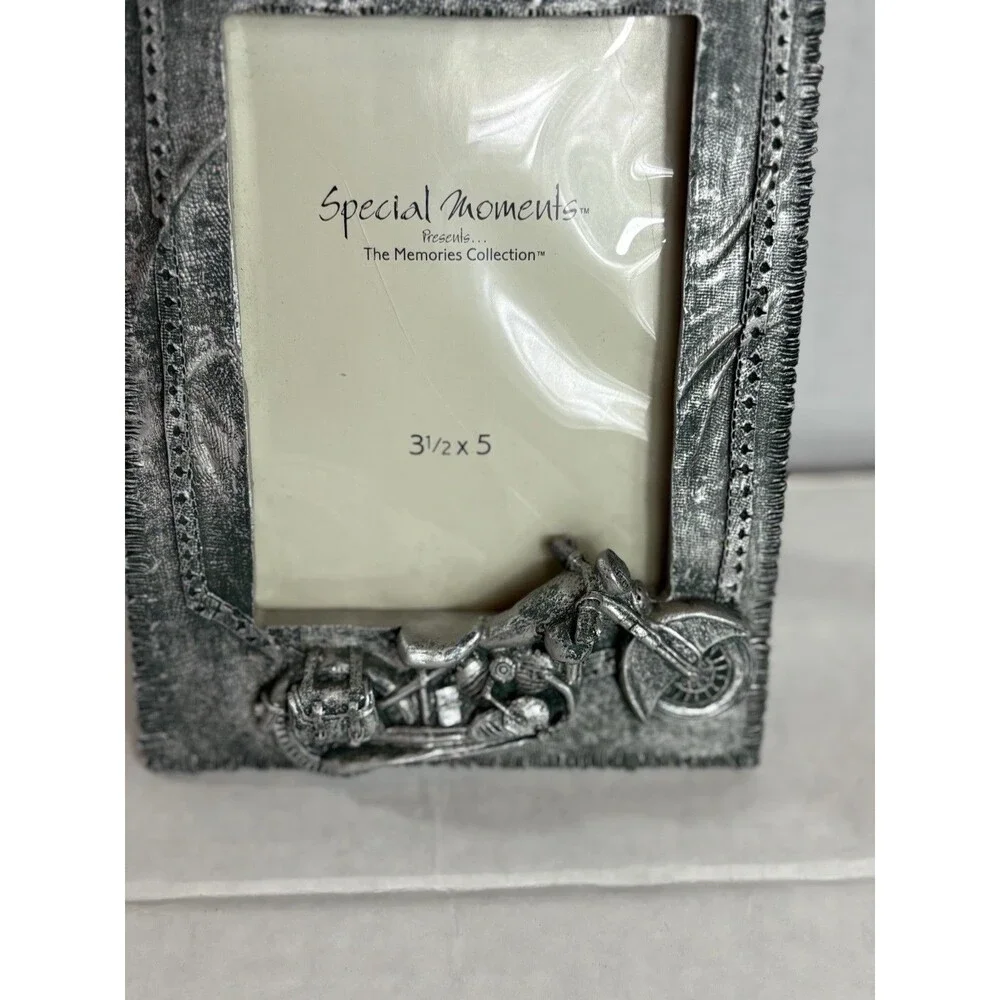 Special Moments Motorcycle Photo Frame 3.5x5 Silver Biker Chopper Decor